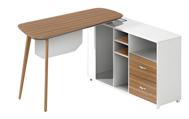 Masă modernă din lemn alb cu picioare subțiri