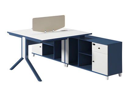 Birou alb și negru cu sertar, spațiu de depozitare și picioare metalice moderne