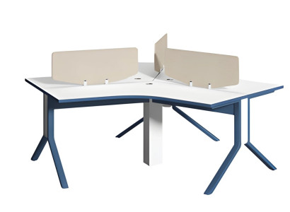 Masă neagră și albă cu compartiment pentru organizarea biroului