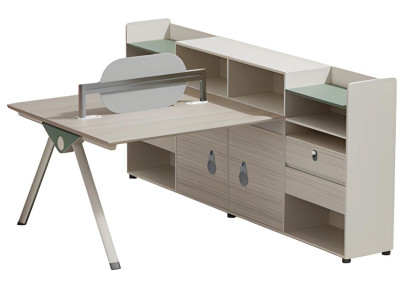 Masă modernă bej cu spațiu de depozitare și spătar pentru birou și acasă