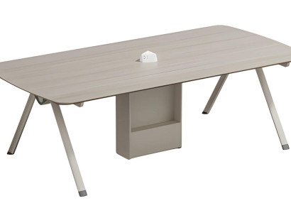 Masă de cafea modernă bej cu depozitare și sertar încorporat