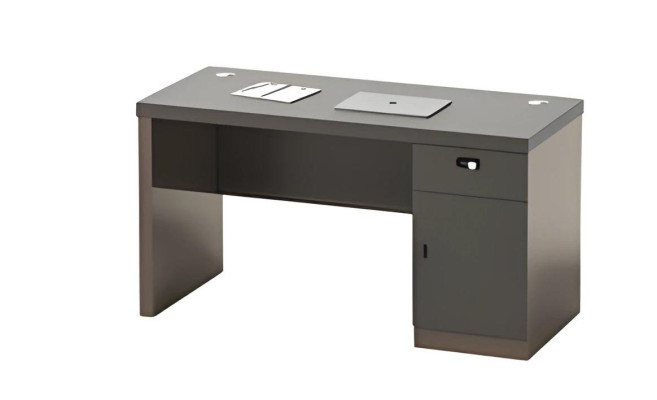 Masă modernă neagră cu depozitare și gestionare a cablurilor