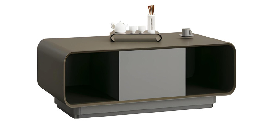 Masă de cafea modernă neagră și gri cu depozitare