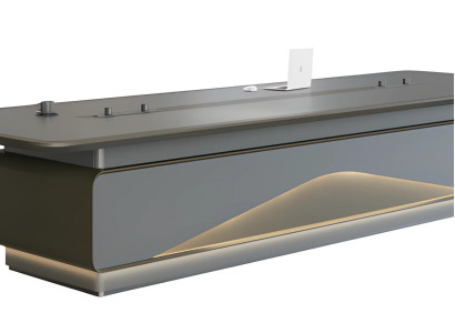 Masă de conferință iluminată cu LED și conexiuni tehnice