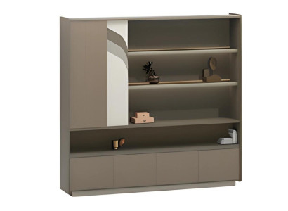 Birou modern cu rafturi și sertare