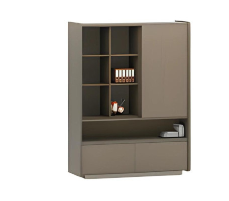 Birou modern cu rafturi și sertare pentru documente