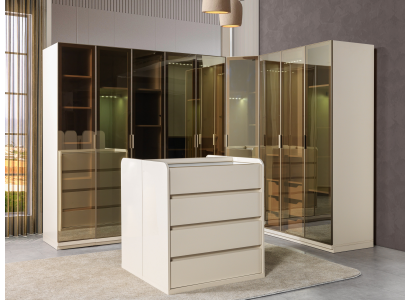 Dulap modern de colț cu curbură pentru dormitor