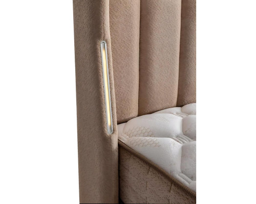 Pat elegant din lemn cu saltea din țesătură și lemn