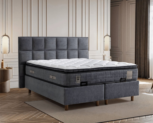 Set de pat modern gri cu saltea