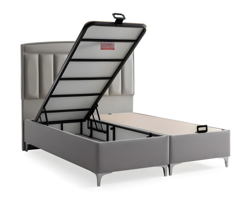 Set de pat gri modern cu saltea