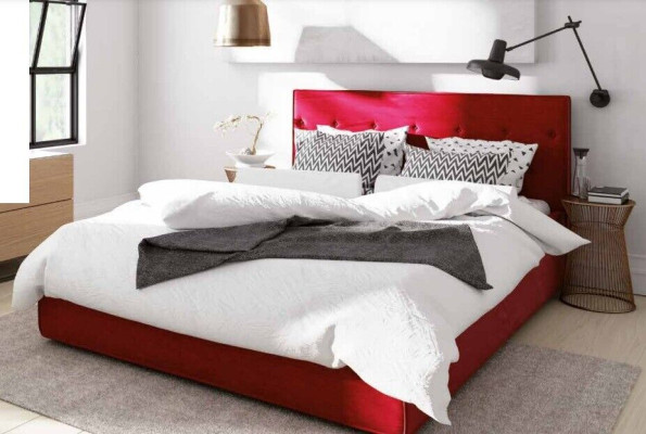 Bett Design Doppel Bettfunktion Hotel Textil Schlafzimmer Betten Bettrahmen Rot