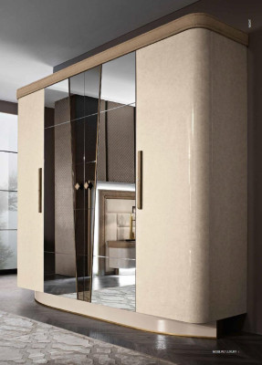 Kleiderschrank Schrank Spiegel Holz Möbel Schränke Garderobe Holz Italien Neu