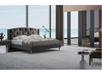 Modernes Chesterfield Schlafzimmer Set Designer Doppelbett Nachttische