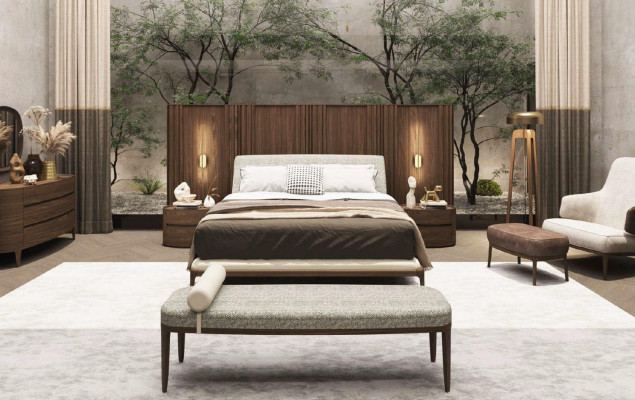 Braune Schlafzimmer Garnitur Betgestell 2x Nachttische Doppelbett 3tlg