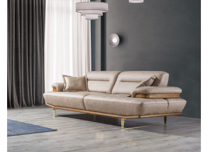 Dreisitzer Couch Polster Design Sofa Moderne Beige Luxus Möbel Neu