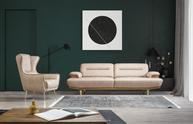 Dreisitzer Couch Polster Design Sofa Moderne Beige Luxus Möbel Neu