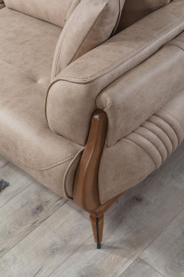 Luxus Dreisitzer Designer Sofa Polster Sofas Couchen Beige Leder Neu