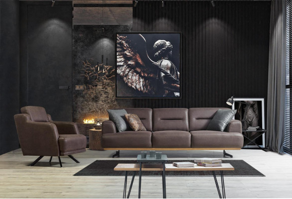 Leder Sessel Sitz Wohnzimmer Polster Einsitzer Modern Braun Luxus Neu