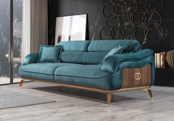 Sofagarnitur Garnitur Sofas Sessel Dreisitzer 331 Sitzer Textil Blau