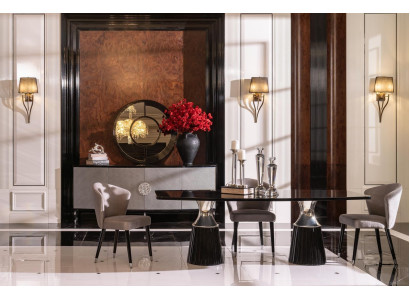 Luxus Essgruppe Essecke Esstisch Stühle Schwarz 9tlg Esszimmer Holz