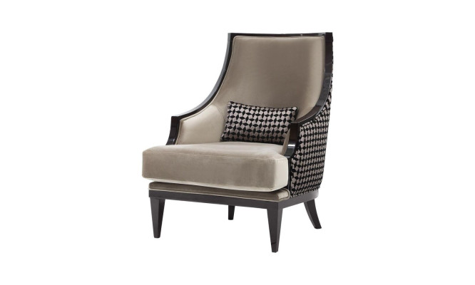Sessel Ohrensessel Einsitzer Sitzer Stoff Grau Wohnzimmer Klassischе