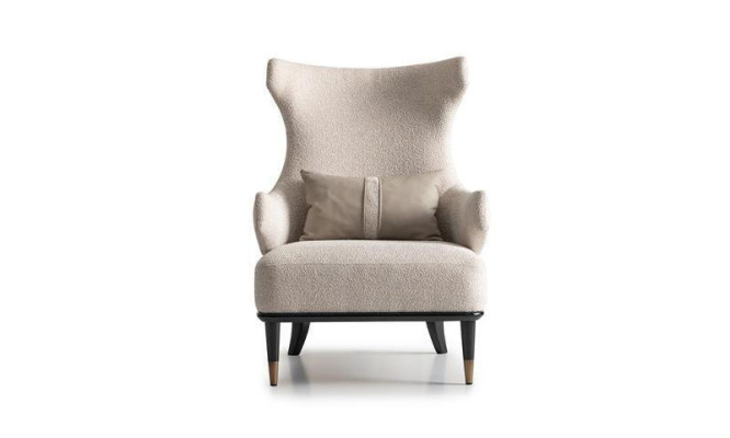 Luxuriöse Modern Ohrensessel Sessel Einsitzer Luxus Beige Stoff Modern Wohnzimmer