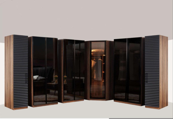 Schlafzimmer Möbel Moderner Eckschrank Luxuriöser Holz Kleiderschrank