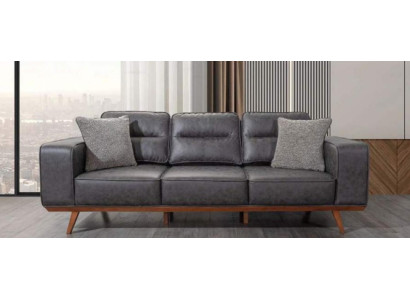 Moderner Grauer 3-Sitzer Polstermöbel Luxus Ledersofas Wohnzimmer Möbel