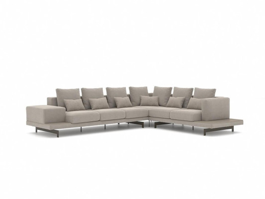 Polstermöbel Grau Designer Ecksofa L-Form Polster Textil Sofa Wohnzimmer