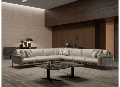 Luxus Ecksofa Couch Wohnzimmer Sofa Polster Sitz L Form Garnitur 2x Couchtisch