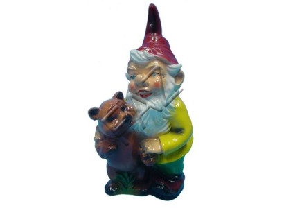 Design Zwerg mit Teddybären Figur Garten Statue Skulptur Figuren Skulpturen  Neu