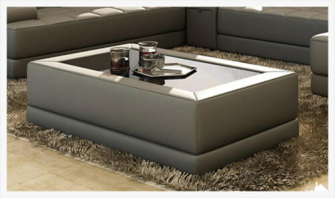 Sofatisch Glas Design Kaffee Tisch Wonzimmer Leder Couch Dekor Beistell