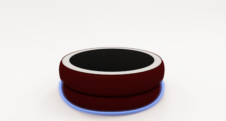 Runder Rund Wonzimmer Glas Tisch Polster Beistell Modern Leder Sofatisch