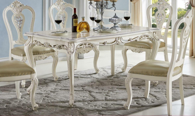 Barock Klassische Esszimmer Garnitur Stühle Essgruppe 6x Lehnstuhl Massivholz