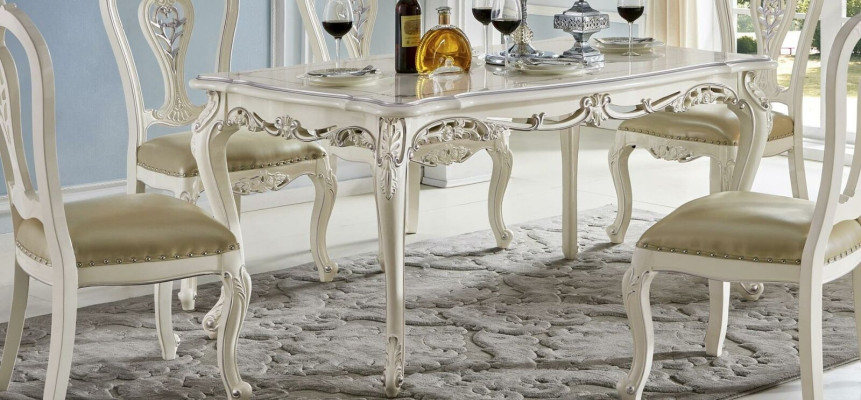Barock Klassische Esszimmer Garnitur Stühle Essgruppe 6x Lehnstuhl Massivholz