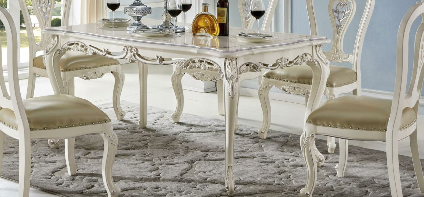 Barock Klassische Esszimmer Garnitur Stühle Essgruppe 6x Lehnstuhl Massivholz
