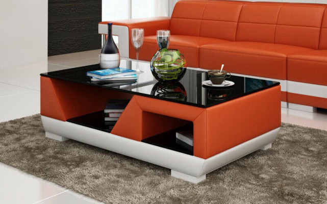 Klassischer Luxus Designer Couchtisch Sofa Wohnzimmer Dekor Tisch Leder