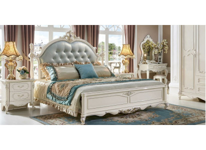 Luxus Bett Modern 2x Nachttisch 3 tlg. Schlafzimmer Set Barock Massivholz