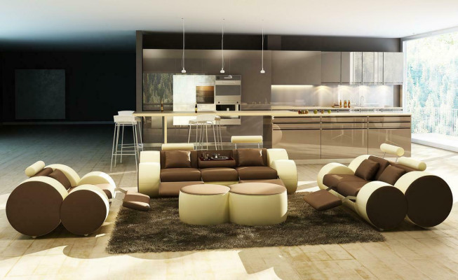 Moderne Wohnzimmer Couch Sitz Polster Garnitur Sofas 3+2+1 Design