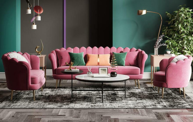 Möbel Sitz Design Couch Lounge Sofas Textil Samt Sofagarnitur 3+2+1 Sitzer Sofa