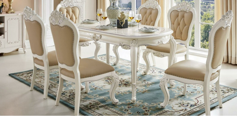 Barock-Stil Chesterfield 4-er Stuhlset Antik Stil Esszimmer Sitzmöbel-Set Klassische Massivholz x4 Stühle 