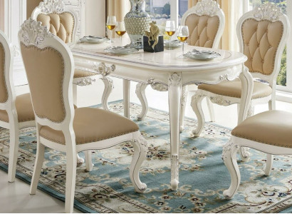 Barock-Stil Chesterfield 4-er Stuhlset Antik Stil Esszimmer Sitzmöbel-Set Klassische Massivholz x4 Stühle 