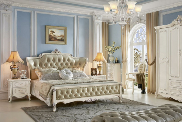 Chesterfield Schlafzimmer Sets 6tlg. Köngliche Barock Möbel Bett Massivholz