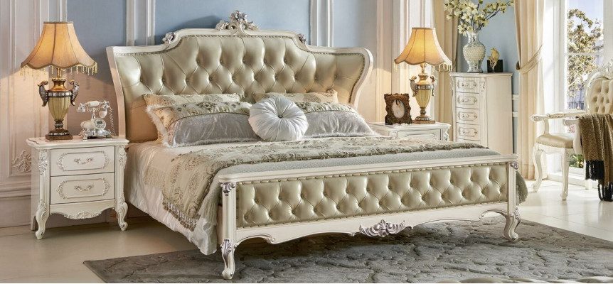 Chesterfield Schlafzimmer Sets 6tlg. Köngliche Barock Möbel Bett Massivholz
