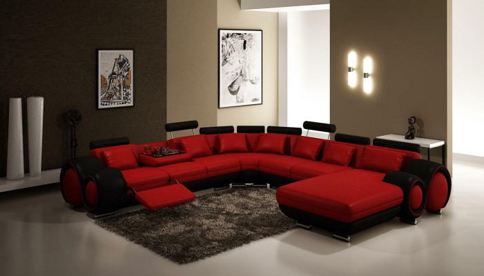 Multifunktions Ledercouch Couch Sofa Polster Ecksofa Moderne XXL Big