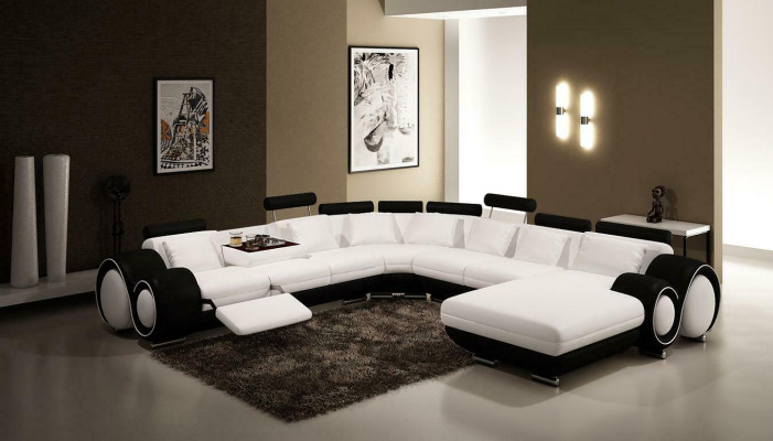 Multifunktions Ledercouch Couch Sofa Polster Ecksofa Moderne XXL Big