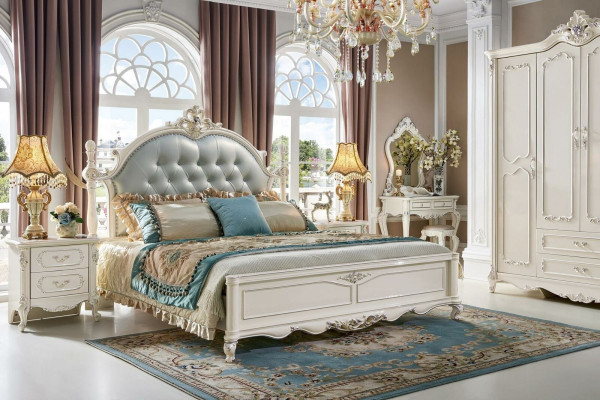 Chesterfield Schlafzimmer Set 6tlg. Köngliche Barock Möbel Bett Massivholz