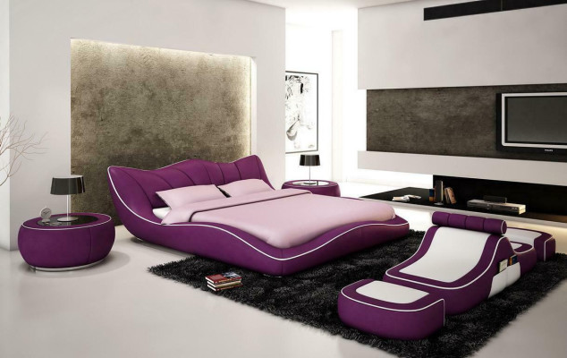 Modernes Design Bett XXL Dekorative Betten Luxus Stil Doppel Hotel Leder
