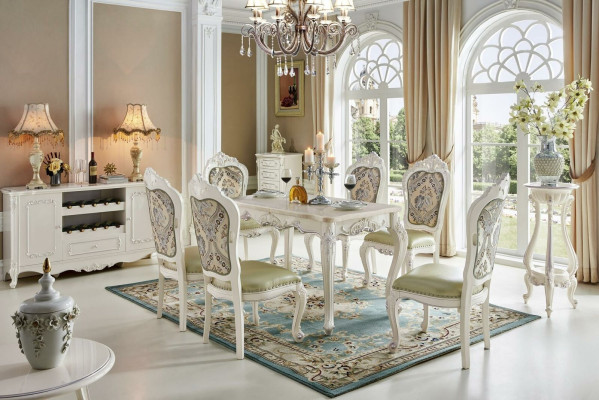 Luxus Möbel Stuhl Set 4x Stühle Gruppe Garnitur Esszimmer Sessel Chesterfield