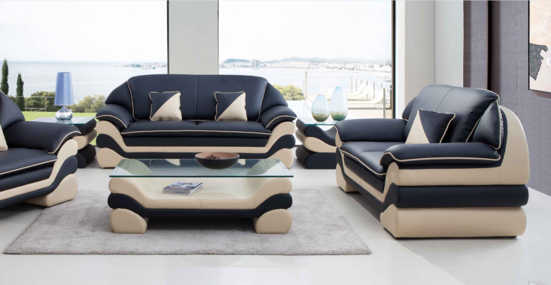 Ledersofa Couch Wohnlandschaft 3+2 Sitzer Design Sofa Klassische Garnitur